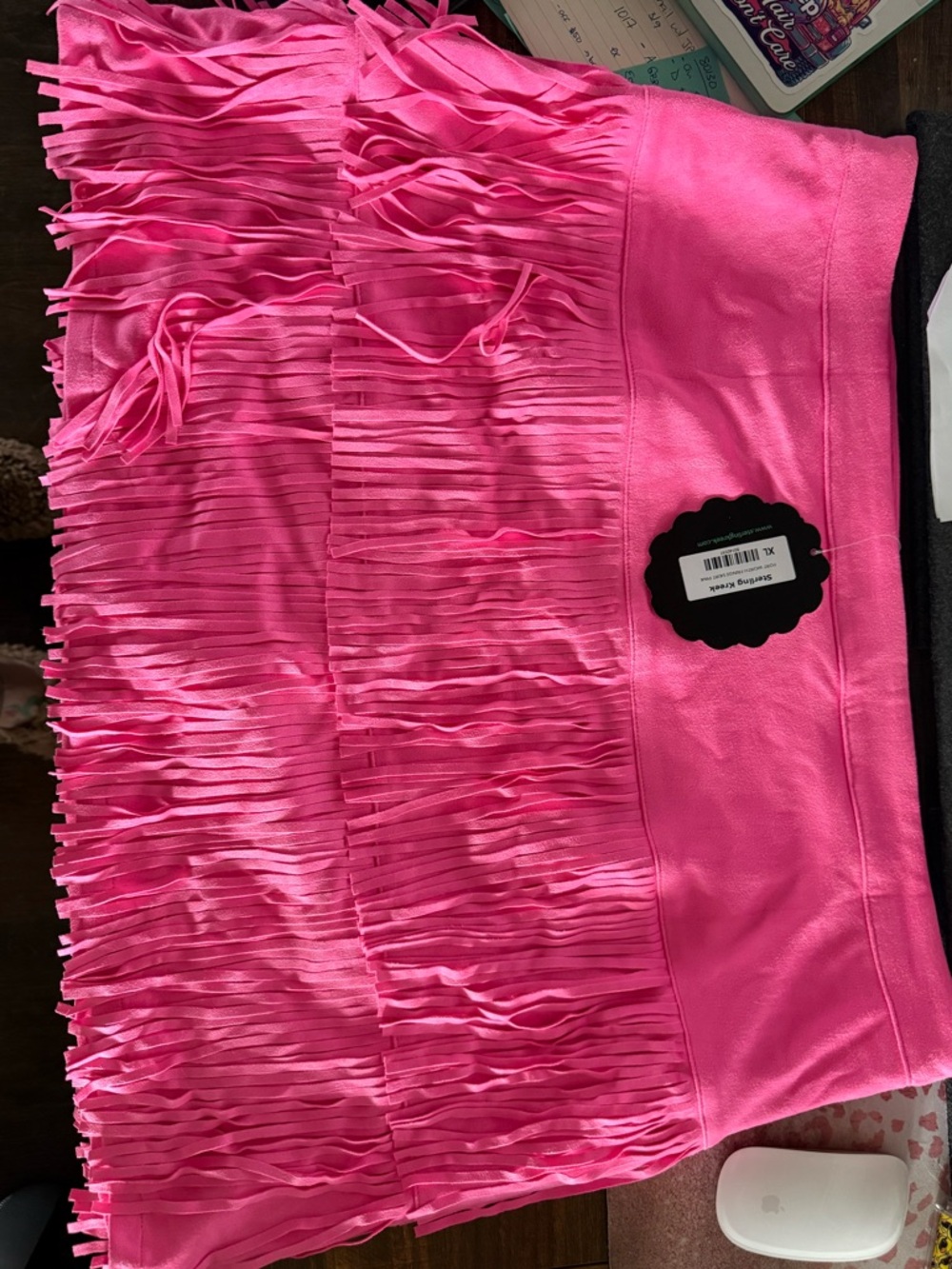 Hot Pink Fringe Mini Skirt - Women's Party Skirt
